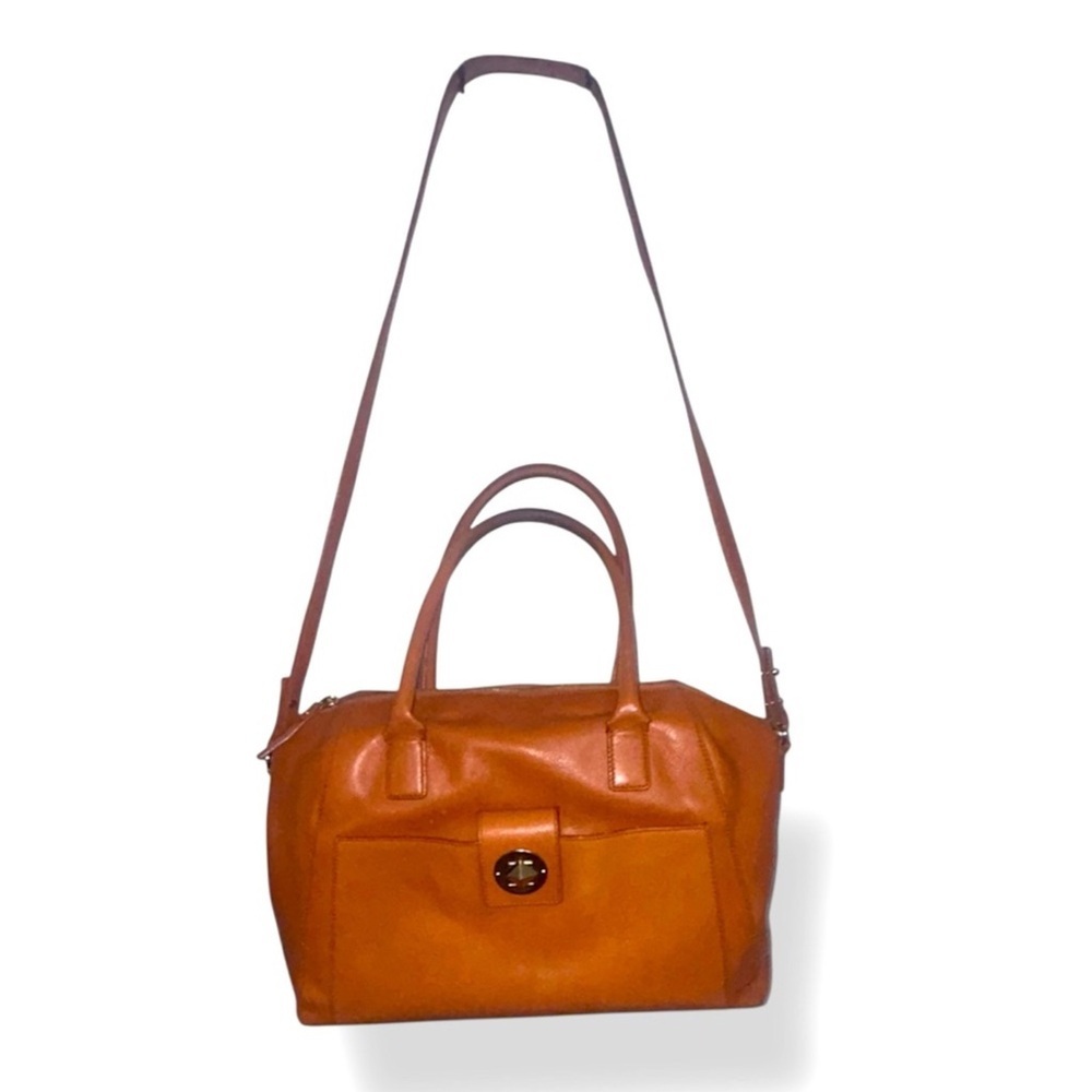 KATE SPADE TAN PEBBLED LEATHER TURN LOCK PURSE EUC